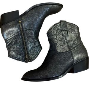 Anthropologie Gee WaWa Seville Western Metallic Leather Booties 8